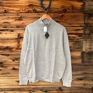 BROOKS BROTHERS | NWT Light Gray Zip-Up Pullover Sweater L